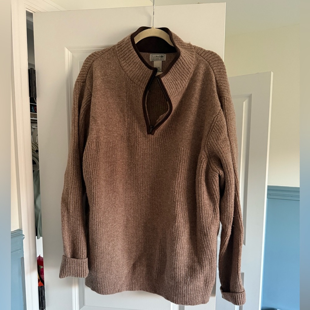 L.L. Bean Men's Tan Zip-Up Sweater